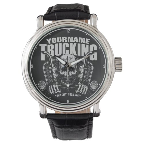 Personalized Trucking Skull Trucker Big Rig Truck Watch