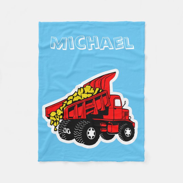 Personalized trucks | boys name fleece blanket (Front)