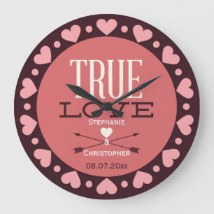 Personalized True Love Wedding Gift Large Clock
