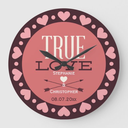 Personalized True Love Wedding Gift Large Clock