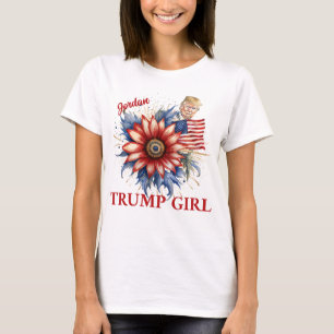 Personalized Trump Girl Red Flower Bold & Stylish T-Shirt