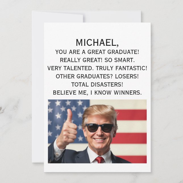 Personalized Trump Graduation Card, Funny Birthday Holiday Card (Front)