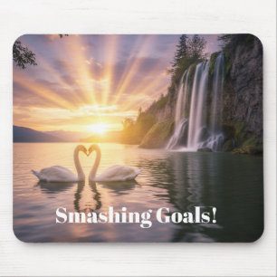 Personalized Trumpeter swans in the sunrise - Mouse Pad