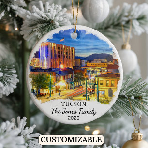 Personalized Tucson Ornament, Custom Arizona State Ceramic Ornament