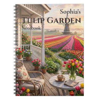 Personalized Tulip Garden Spiral Notebook