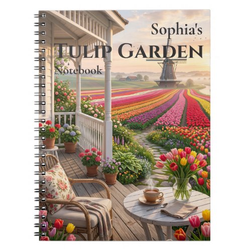 Personalized Tulip Garden Spiral Notebook