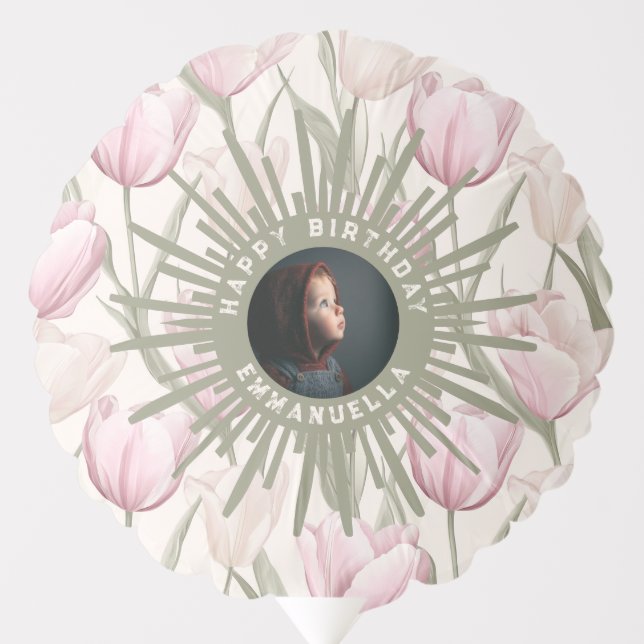 Personalized Tulip Inspired Daughter’S Birthday Balloon (Front)