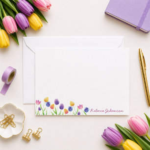 Personalized Tulip Note Card