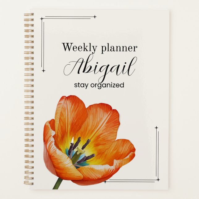 Personalized Tulip Planner Aesthetic Weekly Floral (Front)