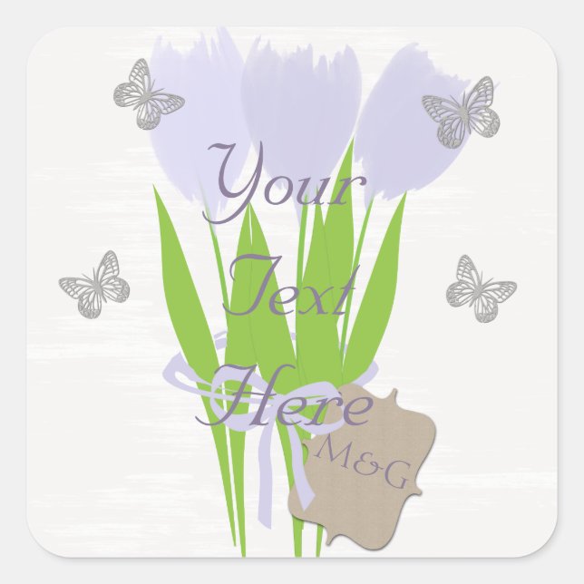Personalized Tulips Square Sticker (Front)