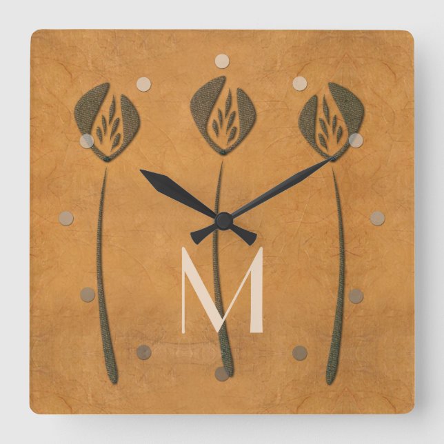 Personalized Tulips Square Wall Clock (Front)