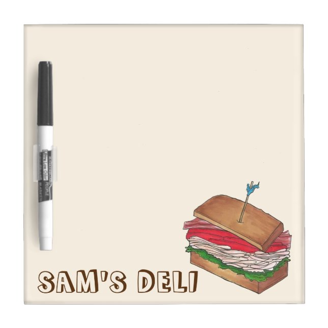Personalized Turkey Club Sandwich Shop Diner Deli Dry Erase Board (Front)