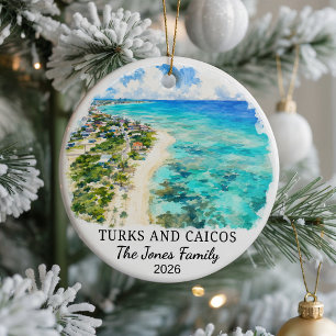 Personalized Turks and Caicos Ceramic Ornament, Cu Ornament