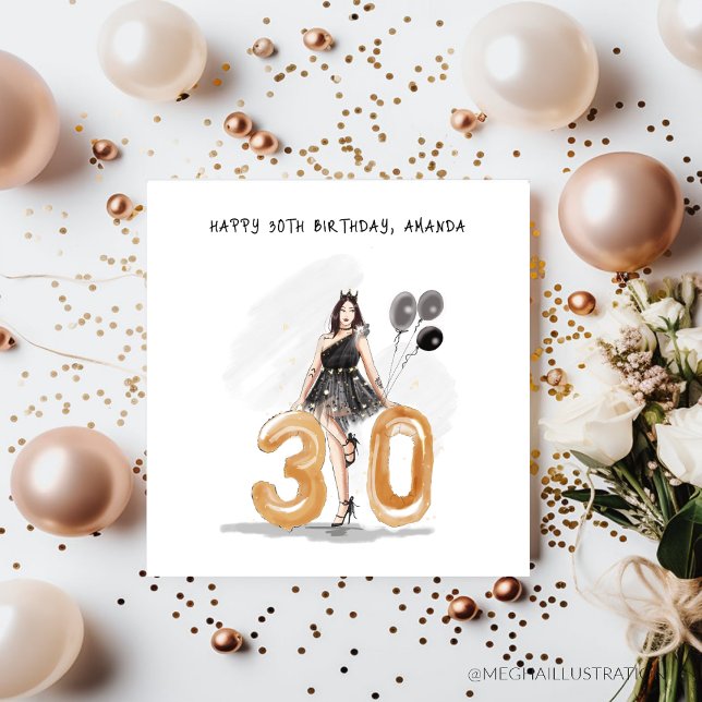 personalized, turning 30, happy 30th birthday note card (Creator Uploaded)