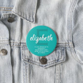Personalized Turquoise Bachelorette Party Button (In Situ)