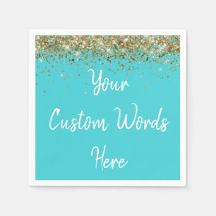 Personalized Turquoise Birthday Party Anniversary Napkins