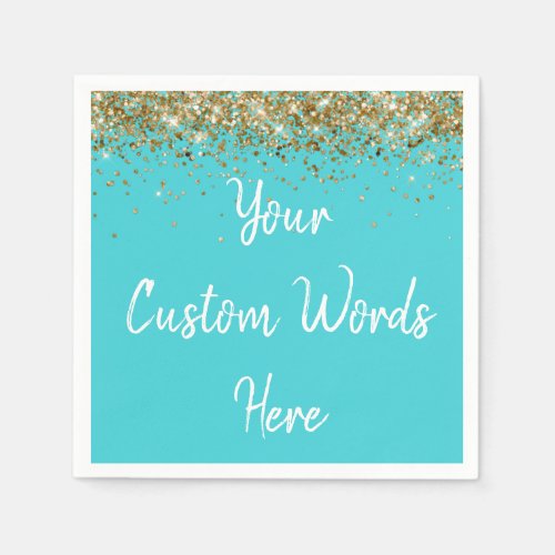 Personalized Turquoise Birthday Party Anniversary Napkins