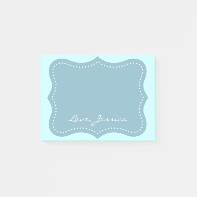 Personalized turquoise blue bracket Post-it® notes (Front)