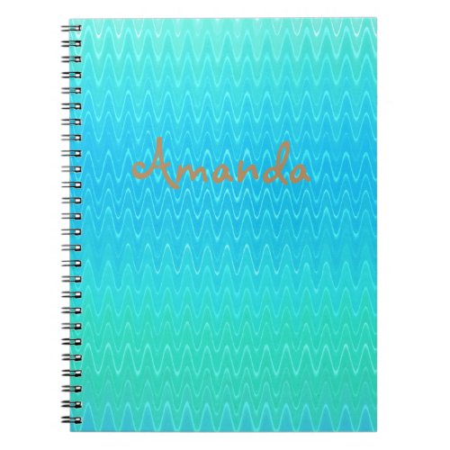 Personalized Turquoise Blue Green Abstract Pattern Notebook