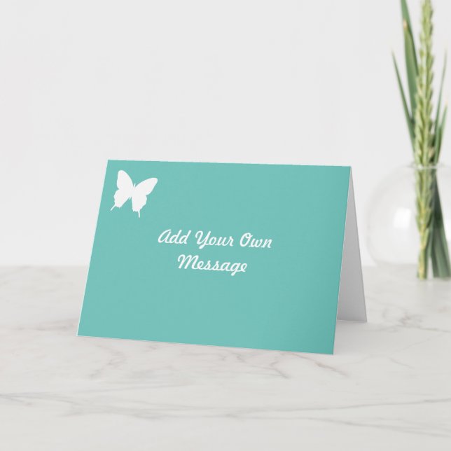 Personalized Turquoise Butterfly Greetings Card (Front)