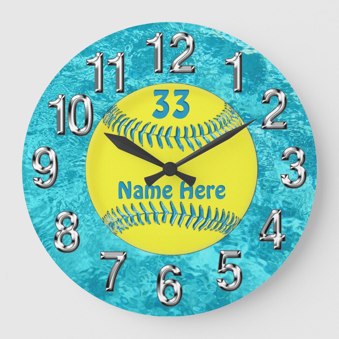 PERSONALIZED Turquoise Clock Her NAME and NUMBER Zazzle