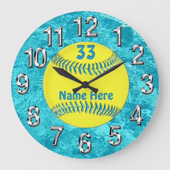 PERSONALIZED Turquoise Clock Her NAME and NUMBER (Front)
