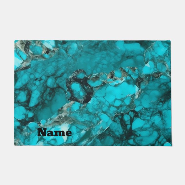 Personalized Turquoise Door Mat (Front)