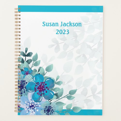 Personalized Turquoise Floral  Planner