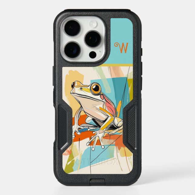 Personalized Turquoise Fun Frog Art Otterbox iPhone Case (Back)