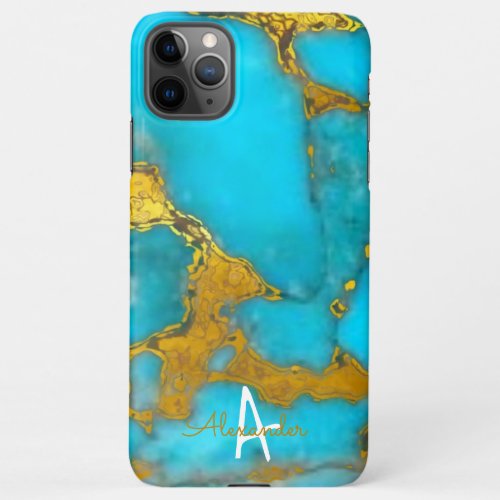 Personalized Turquoise GOLD Marble Named BUDGET iPhone 11Pro Max Case