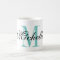 Personalized turquoise name monogram coffee mug