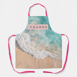 Personalized Turquoise Ocean Wave Beach Apron