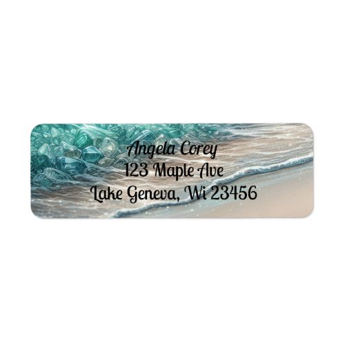Personalized Turquoise Ocean Waves Label