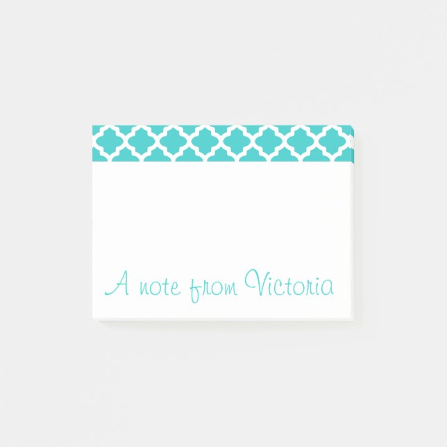 Personalized Turquoise Post It Notes (Front)