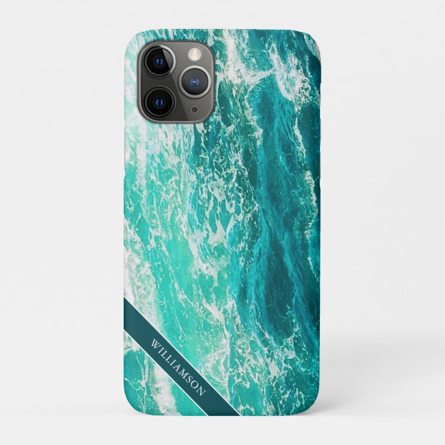 Personalized Turquoise Sea and Waves Case-Mate iPhone Case (Back)