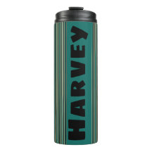 Personalized Turquoise Stripe Thermal Tumbler