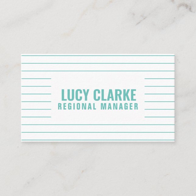 Personalized "Turquoise Strips" (American) Business Card (Front)