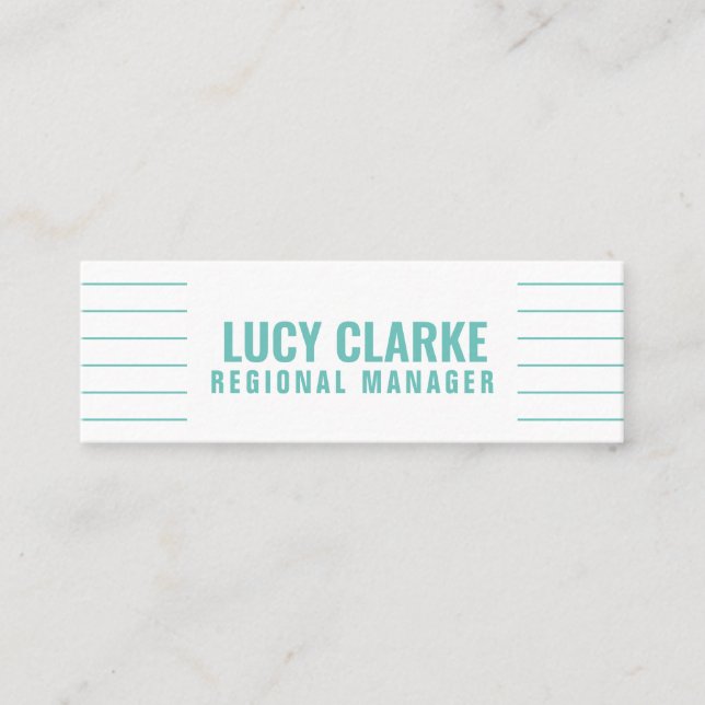 Personalized "Turquoise Strips" Twitter Mini Business Card (Front)