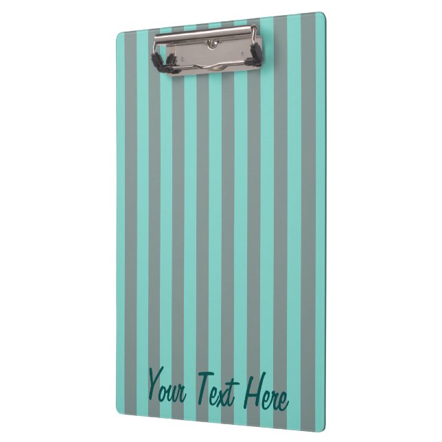 Personalized Turquoise Vertical Stripes Customize Clipboard (Left)