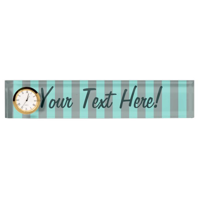 Personalized Turquoise Vertical Stripes Customize Name Plate (Front)