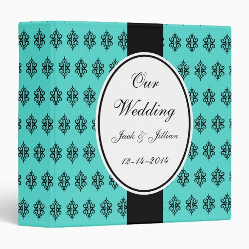 Personalized Turquoise Wedding Scrapbook 3 Ring Binder