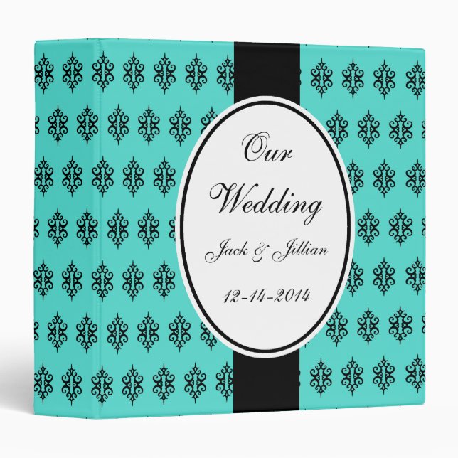 Personalized Turquoise Wedding Scrapbook 3 Ring Binder (Front/Spine)