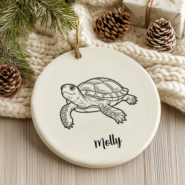 Personalized Turtle Christmas Ceramic Ornament (Creator Uploaded)