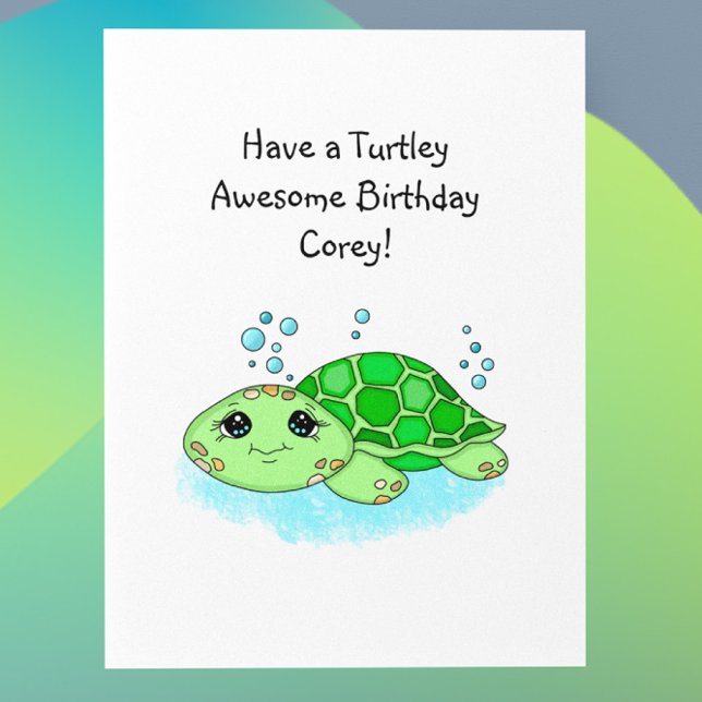 Personalized Turtle Happy Birthday | Coloring Page Card (Creator Uploaded)