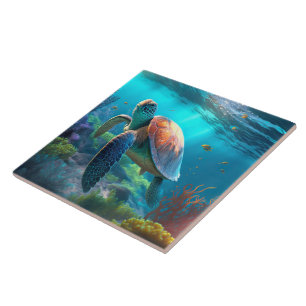 Personalized Turtle Image Classic Ceramic Art Tile