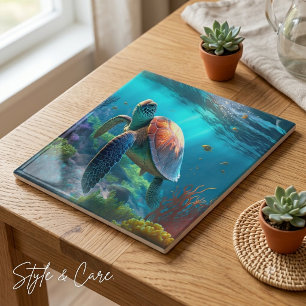 Personalized Turtle Image Classic Ceramic Art Tile
