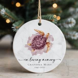 Personalized Turtle In Loving Memory Keepsake Ceramic Ornament