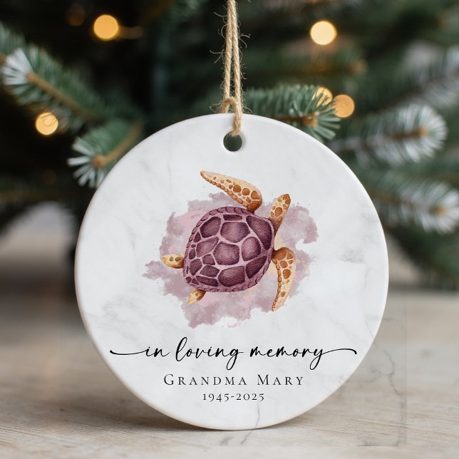 Personalized Turtle In Loving Memory Keepsake Ceramic Ornament (Creator Uploaded)