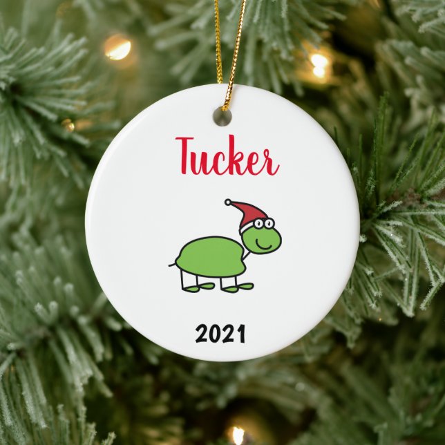 personalized turtle pet christmas ceramic ornament (Tree)