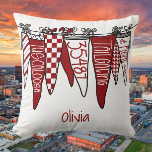 Personalized Tuscaloosa Red & White Pennant Throw Pillow